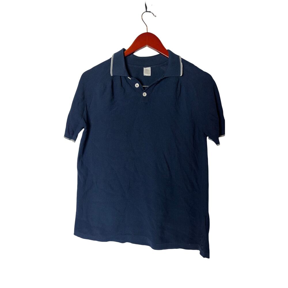Eleventy navy blue cotton polo shirt sz M